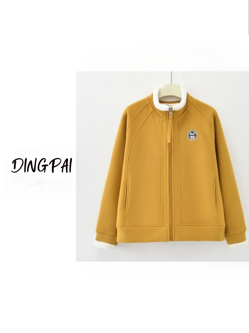 DINGPAI-「拼接插肩设计款」2024加绒加厚休闲女士拉链外套K-1118