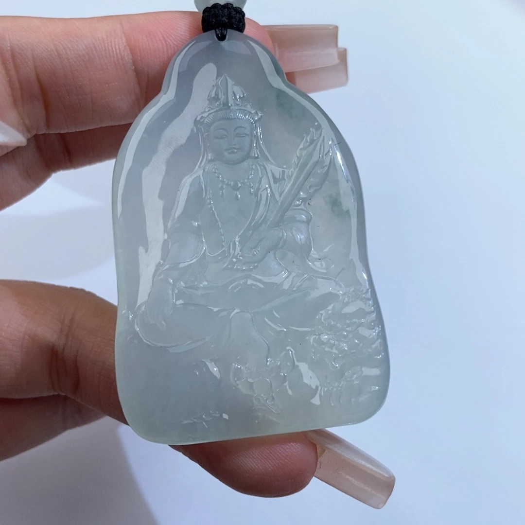 翡翠未镶嵌颈饰文殊菩萨