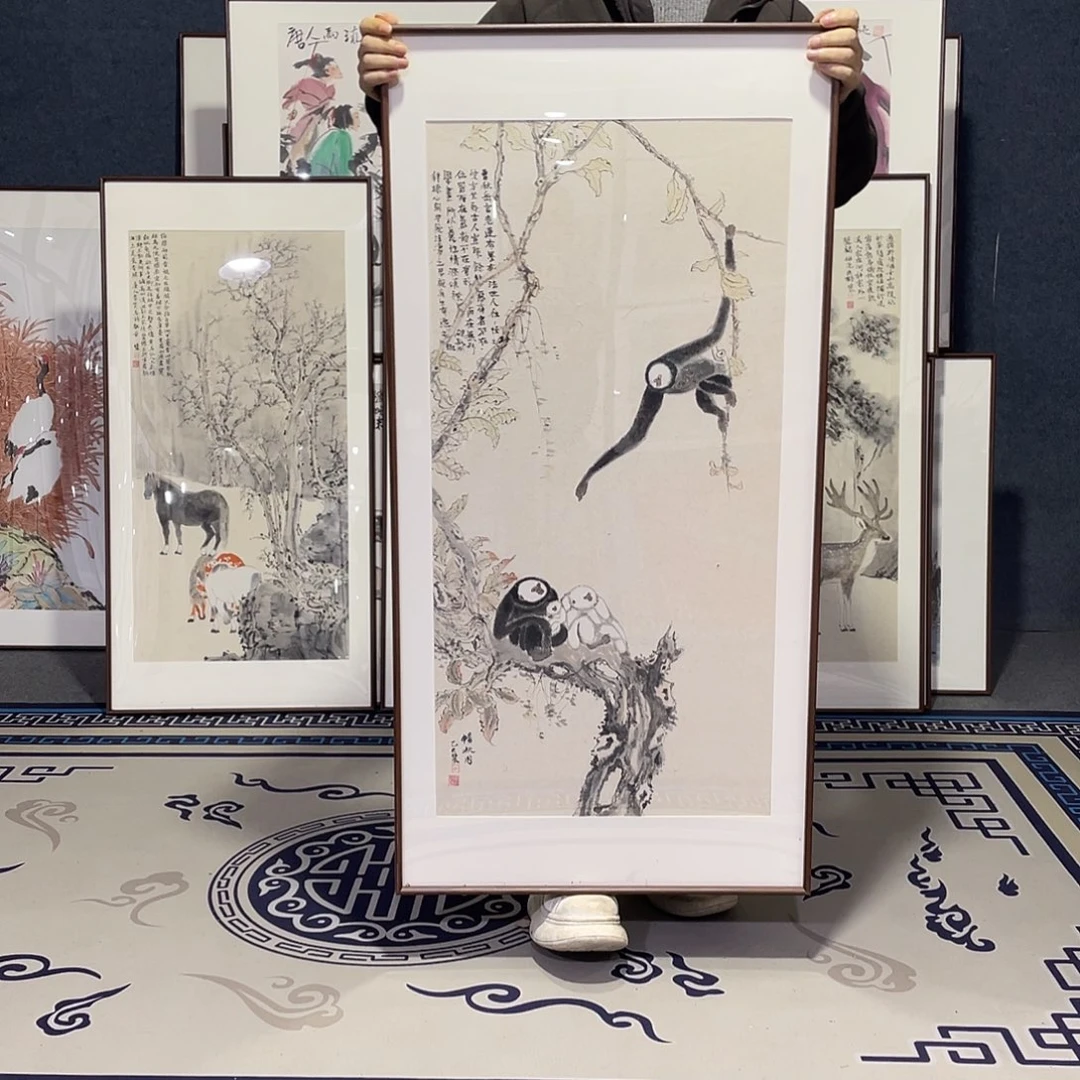 国画手绘画作品带框60/120