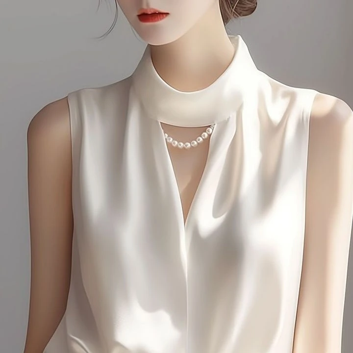 夏季时尚法式轻熟白色背心衬衫女设计感小众夏季独特别致挂时尚女