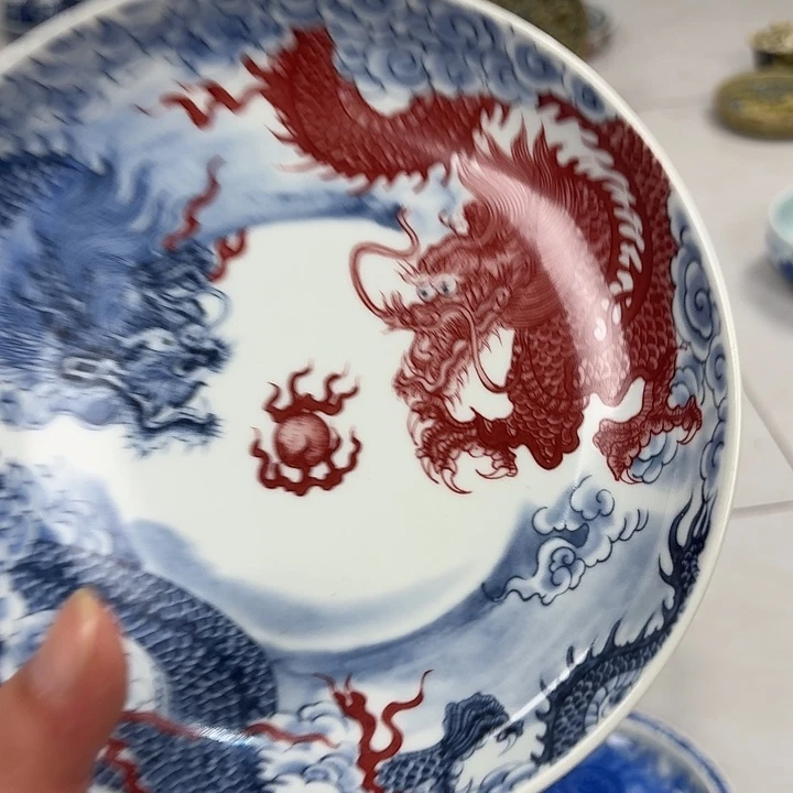 瓷片双龙戏珠大胡乘景德镇