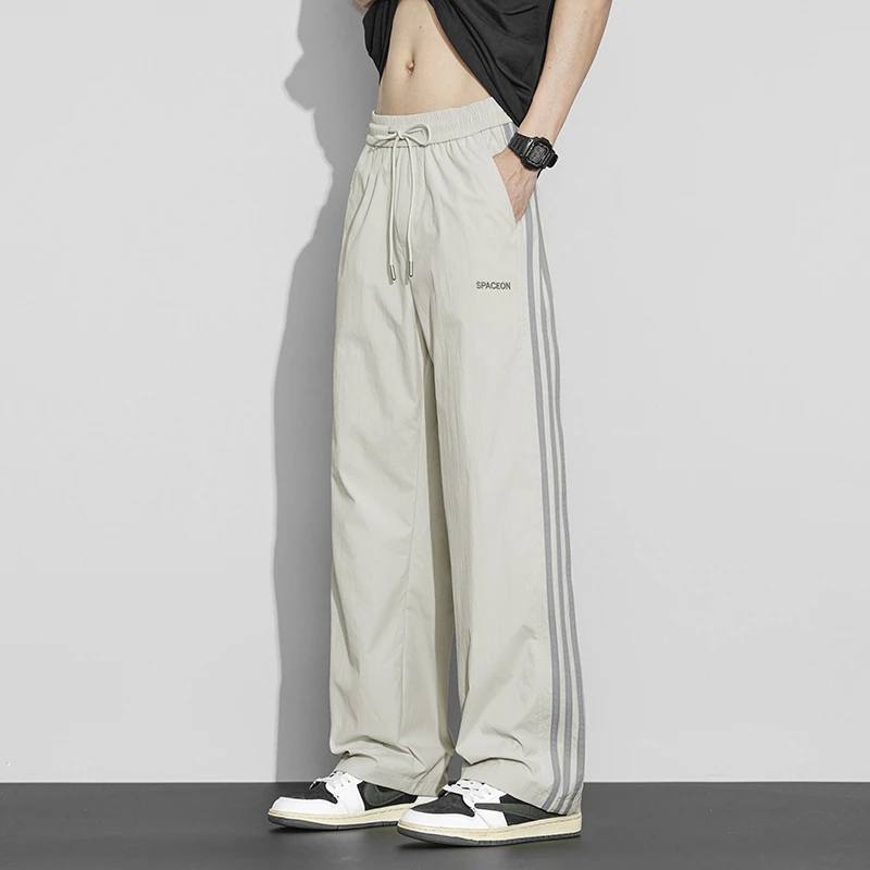 男士2025新款夏季休闲直筒裤美式伞兵裤潮牌宽松抗皱百搭阔腿长裤