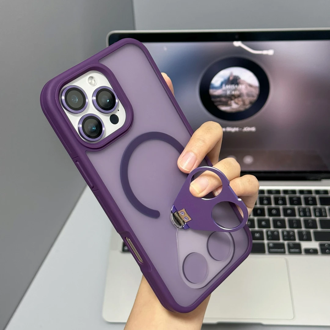 金属双环360°磁吸支架适用苹果16Promax手机壳15/14/13防摔磨砂12