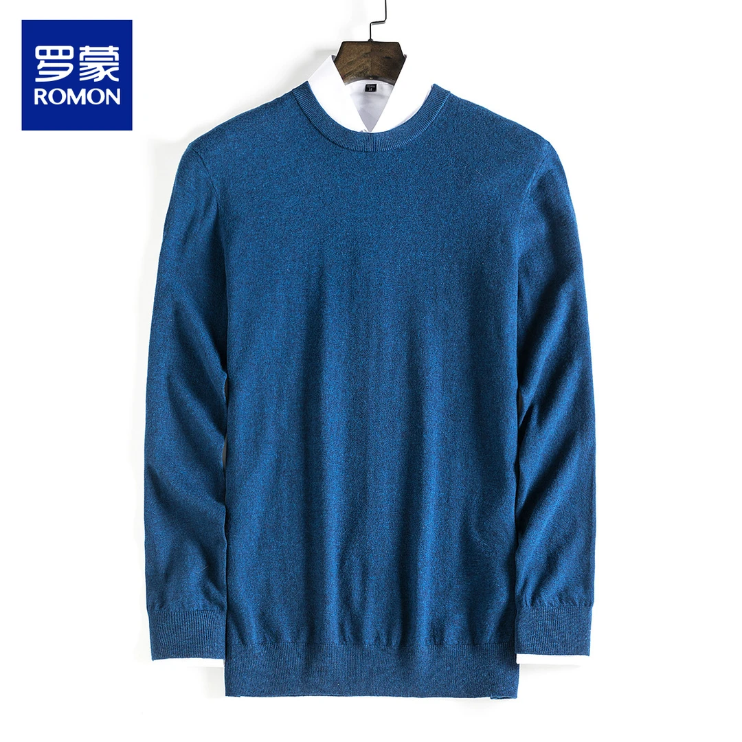 罗蒙100%纯羊毛林志颖同款男士保暖舒适打底羊毛衫