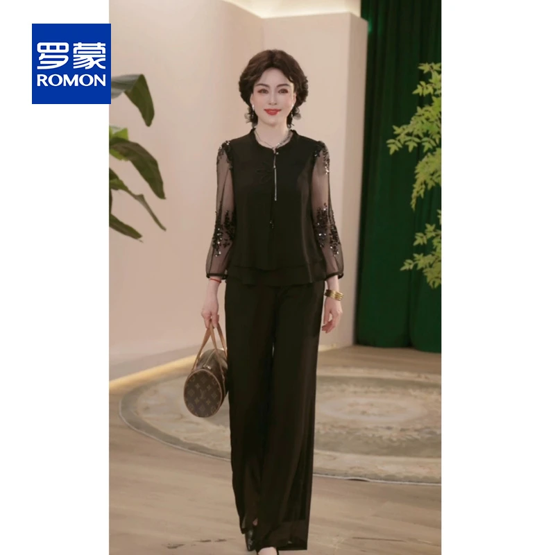 新款春夏妈妈装薄款时尚套装2025气质衬衣女装洋气减龄T恤两件套