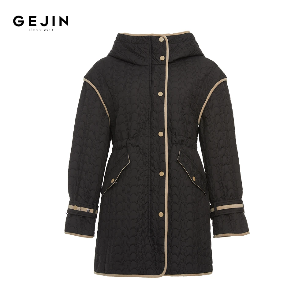 GEJIN/歌锦秋冬撞色线设计时尚减龄收腰显瘦棉服外套9352471206
