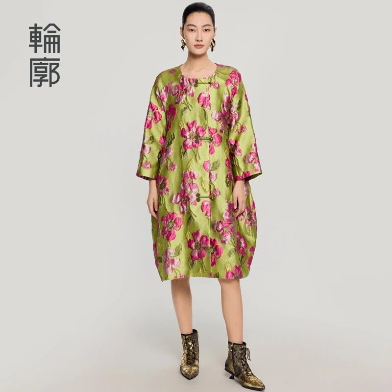（佘佘专属）轮廓映春晖新中式复古百搭优雅提花风衣宽松L251Y068