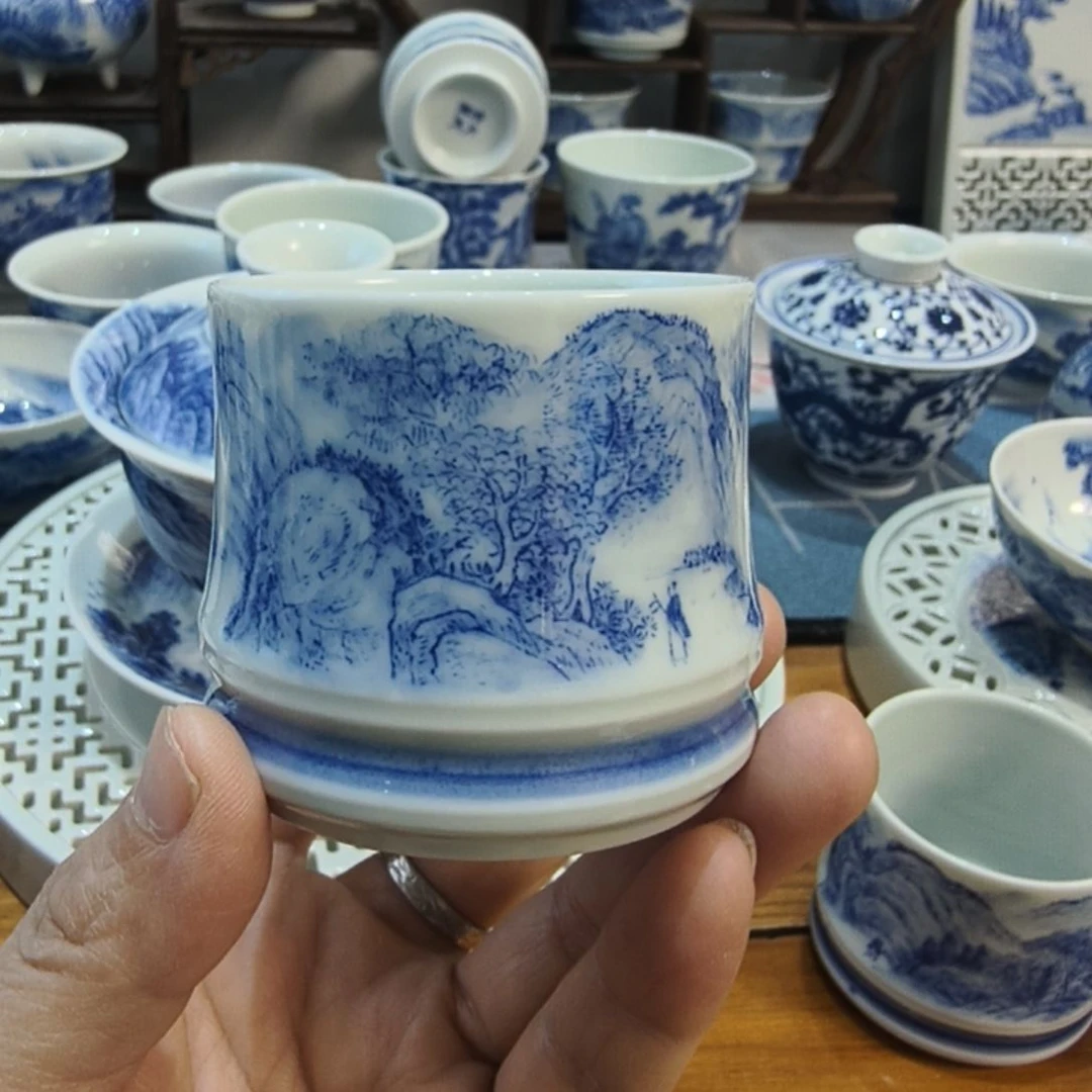 小****雨全手工山水竹节杯（福利品）