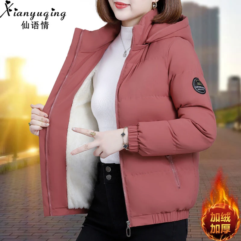 【官方】仙语情加绒加厚棉服女保暖冬季棉衣时尚短款妈妈装棉袄外套