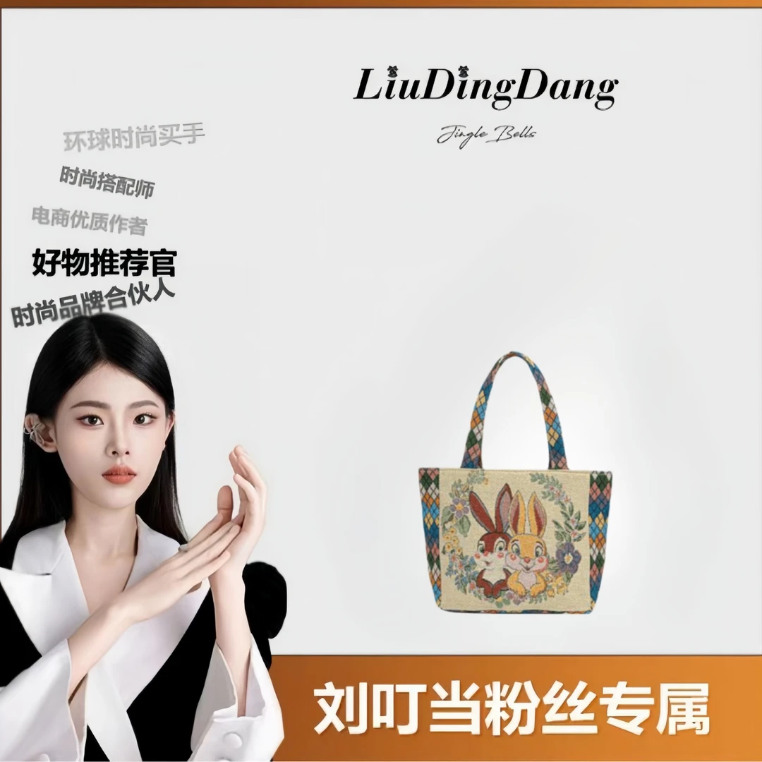 【刘叮当甄选】迷你手提双面刺绣休闲帆布包时尚百搭尺寸：29*21*8cm