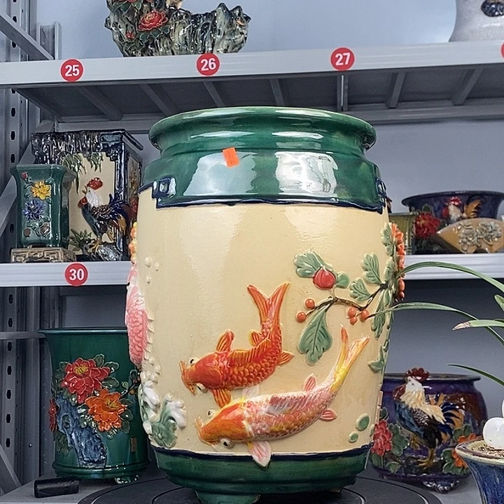 正宗岭南石湾盆绿色