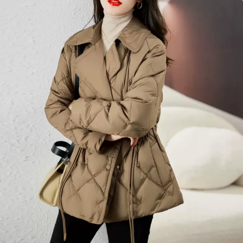 羽绒服女高端冬季小香风外套白鸭绒法式气质显瘦大码高级感