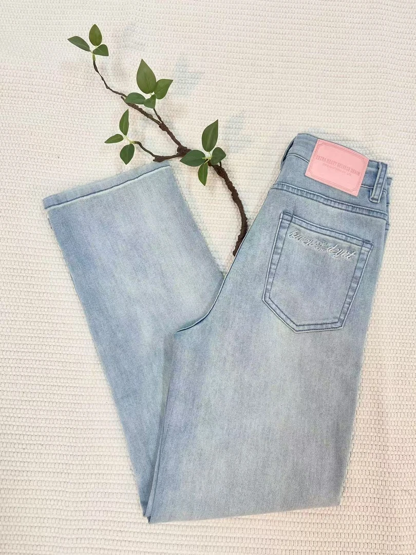 2025夏季薄款新款高腰窄版直筒裤显瘦百搭时尚女士牛仔裤