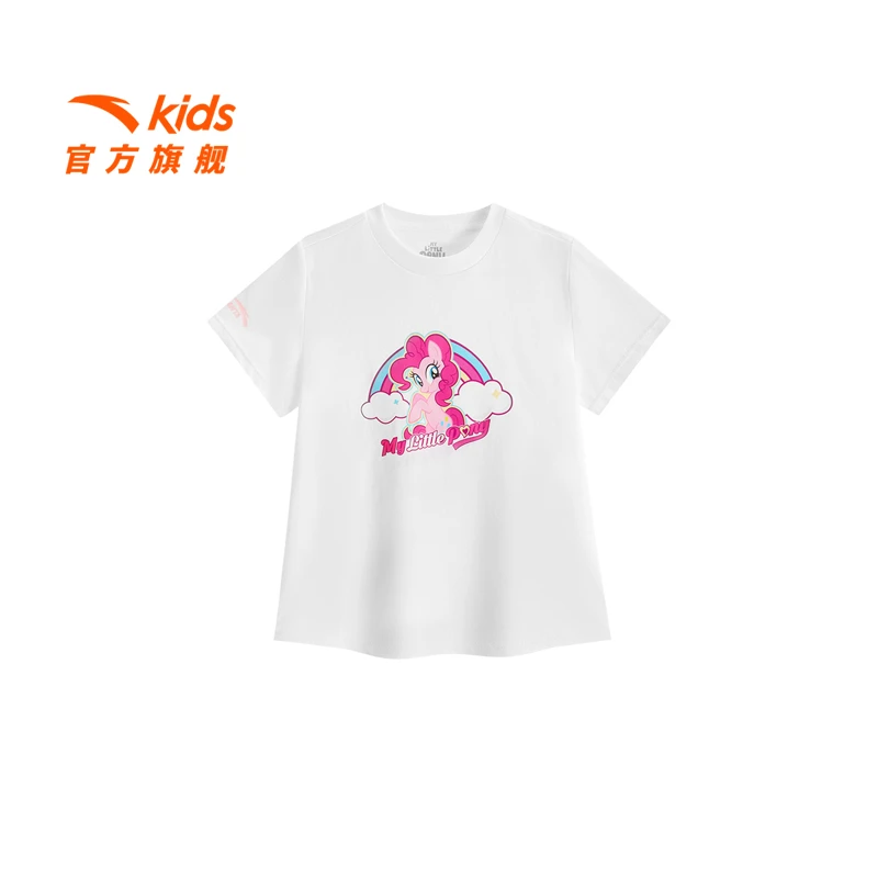 安踏儿童女小童针织短袖衫2025夏季新款透气柔软亲肤儿童纯棉短袖