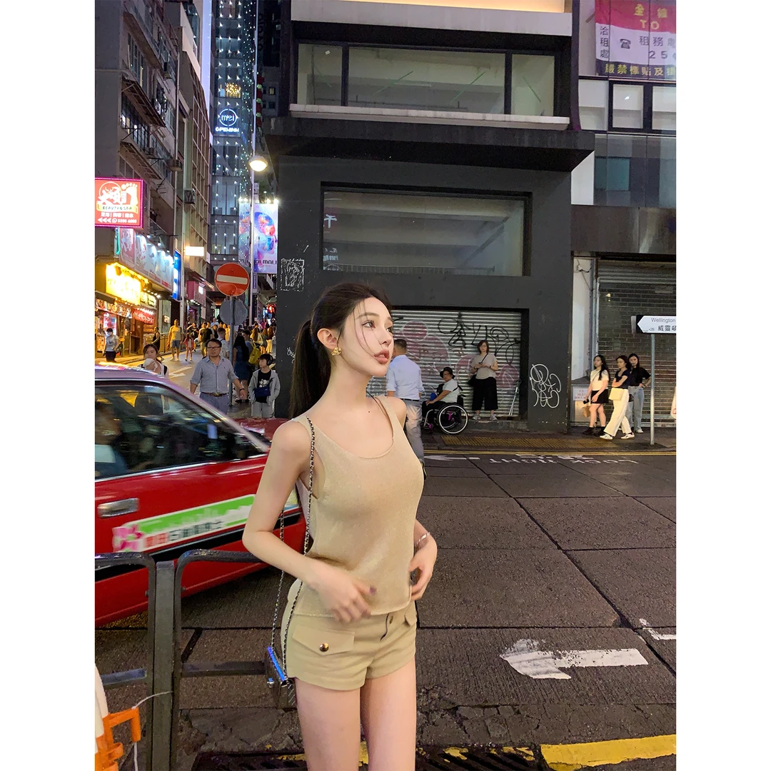 Chill巧儿【高定亮丝纱】高级气质简约耐穿短款吊带背心内搭上衣