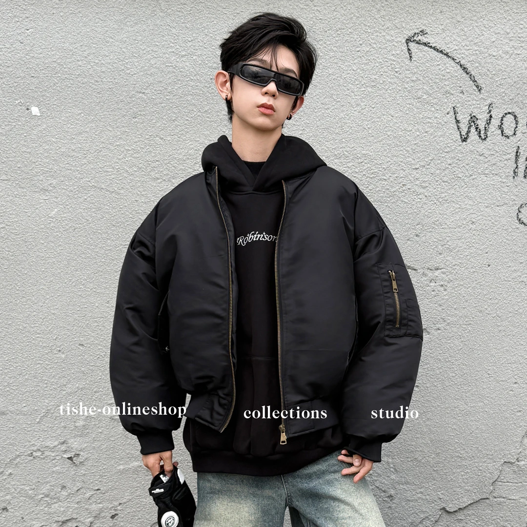 男童棉服外套2025新款青少年美式夹棉飞行夹克中大童冬季保暖棉衣