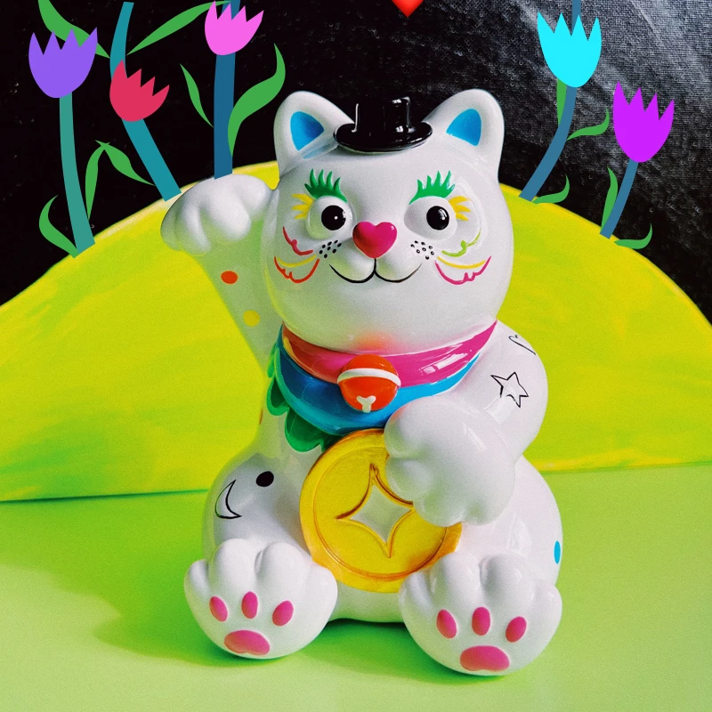 uodycoco甜心猫摆件招财猫可爱卡通猫咪装饰品高级感家居生日礼物