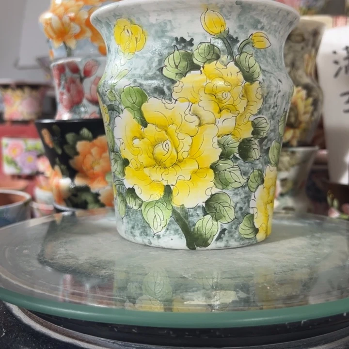 景德镇手绘花盆满38包邮偏远地区除外