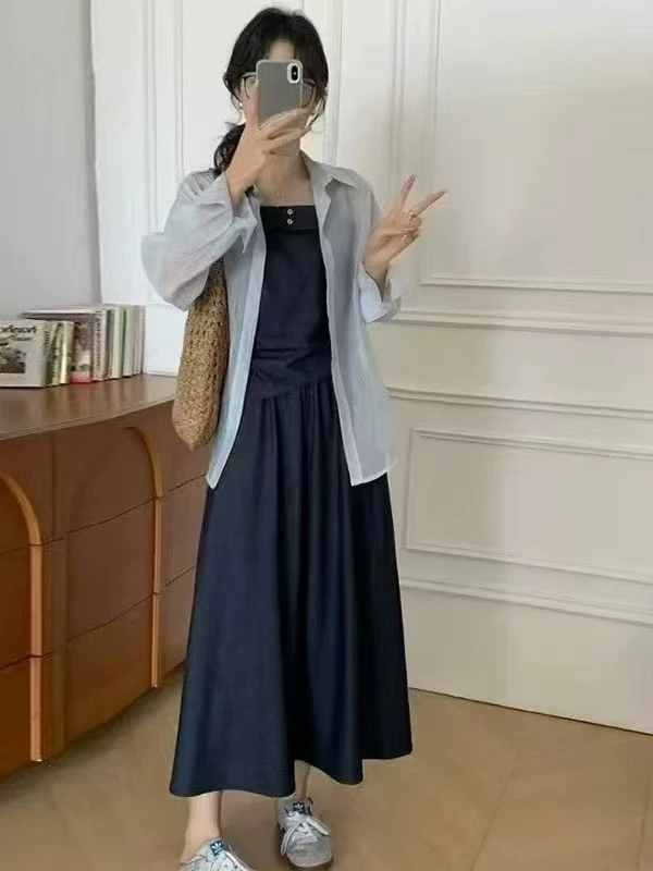 【锦衣服饰】F 5823（19）韩系吊带半身裙2件套