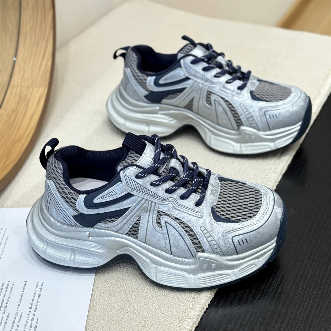 真皮港风时髦爆款厚底老爹鞋女2025新款秋季ins风洋气松糕运动鞋