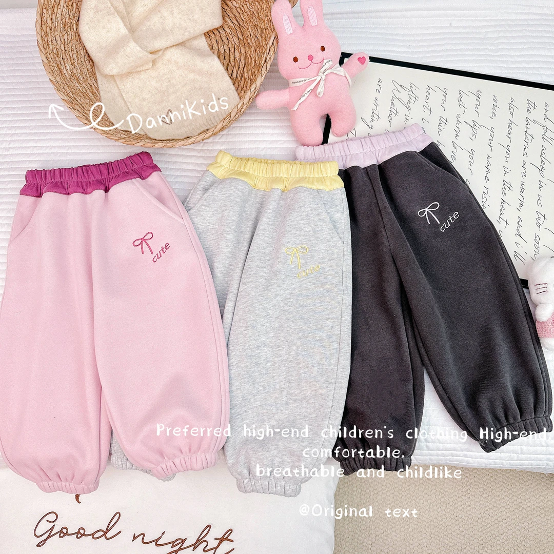 「Dannirabbit」【多巴胺女孩】冬款&撞色设计女童加绒卫裤【G-5729】