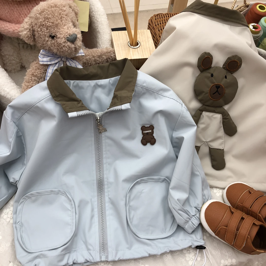 春上新 儿童立体小熊口袋拉链外套个性潮流时尚
