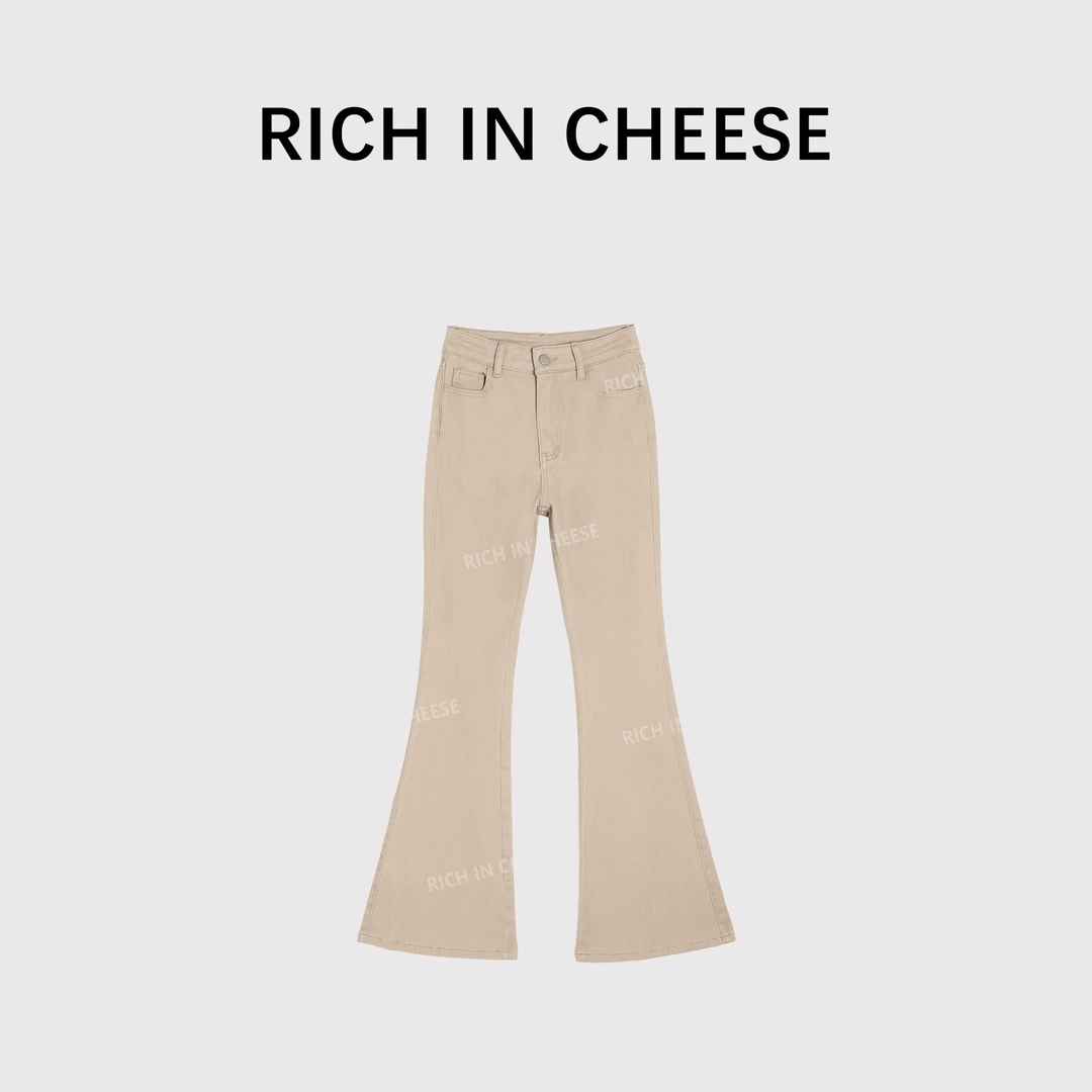 舒胡蕾 雅痞老钱 浅色牛仔喇叭裤微喇时尚显瘦夏季修身高腰