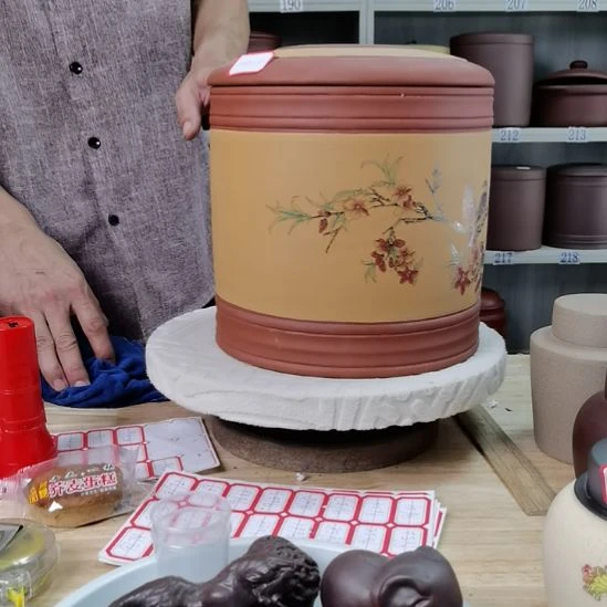 紫砂茶叶罐正品七饼直筒花鸟款不退不换9818