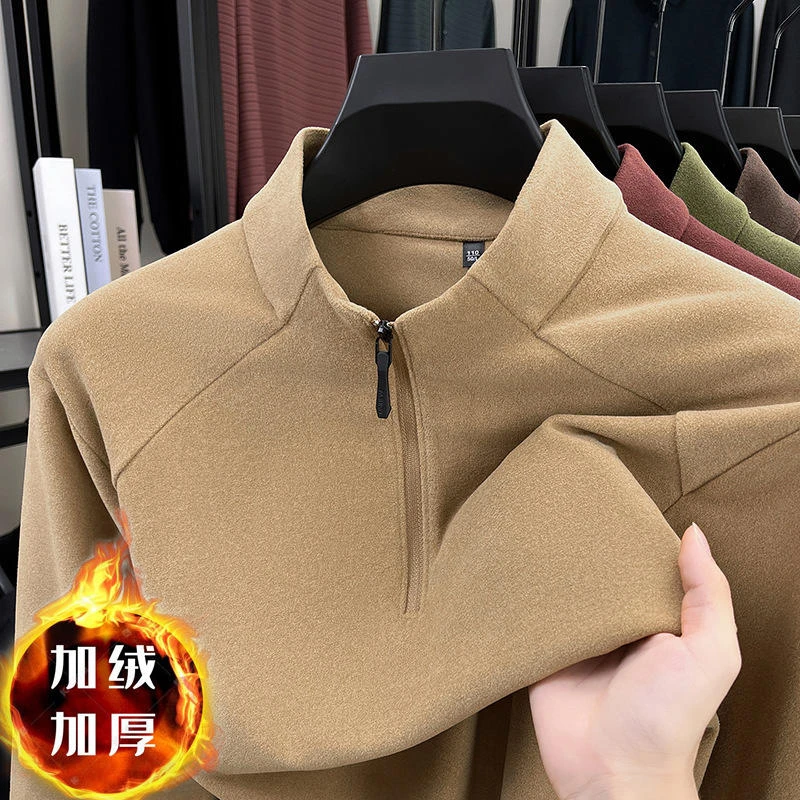 2025新款德绒卫衣男加厚秋冬半拉链亲肤保暖宽松男士卫衣