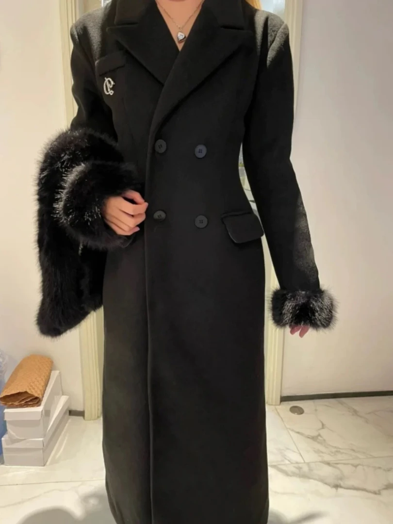 【大毛领】高级感气质中长款大毛领收腰呢子大衣女冬季毛呢外套