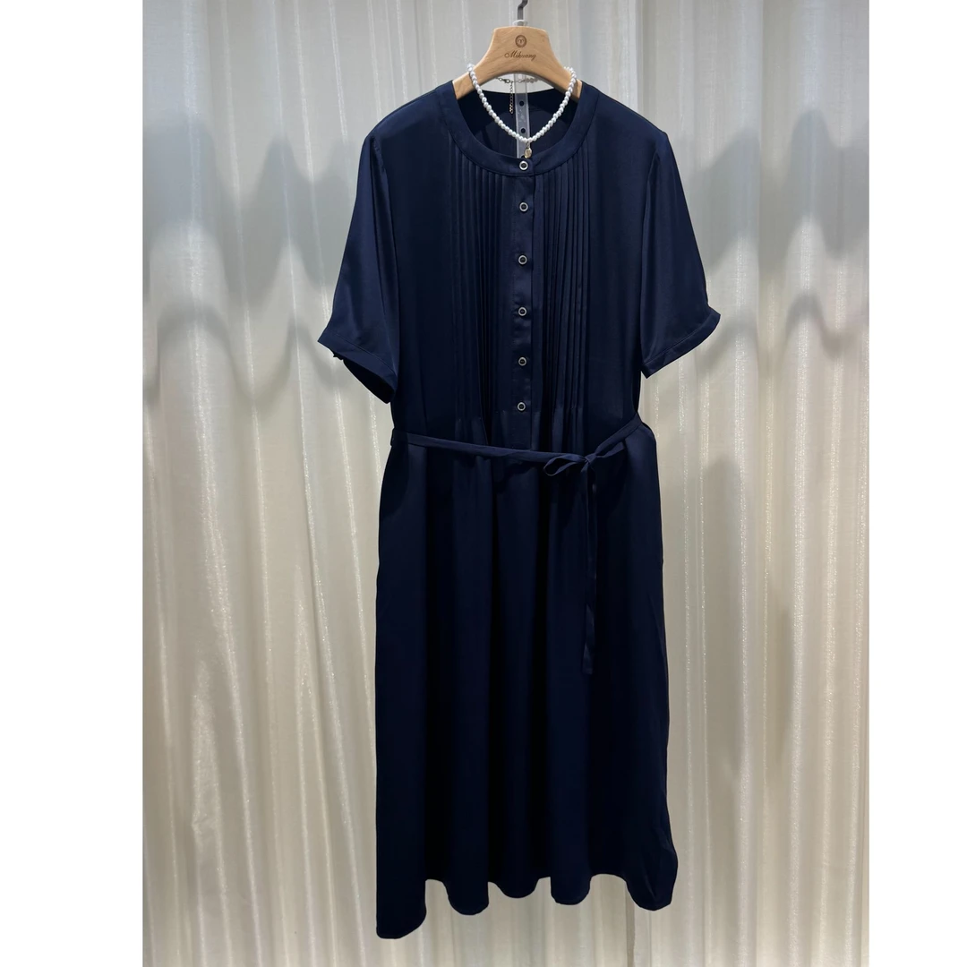 MIHUANG/米皇圆领连衣裙气质轻奢时尚收腰