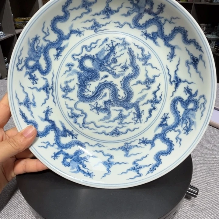 不***茶其他瓷满居青花龙纹大盘