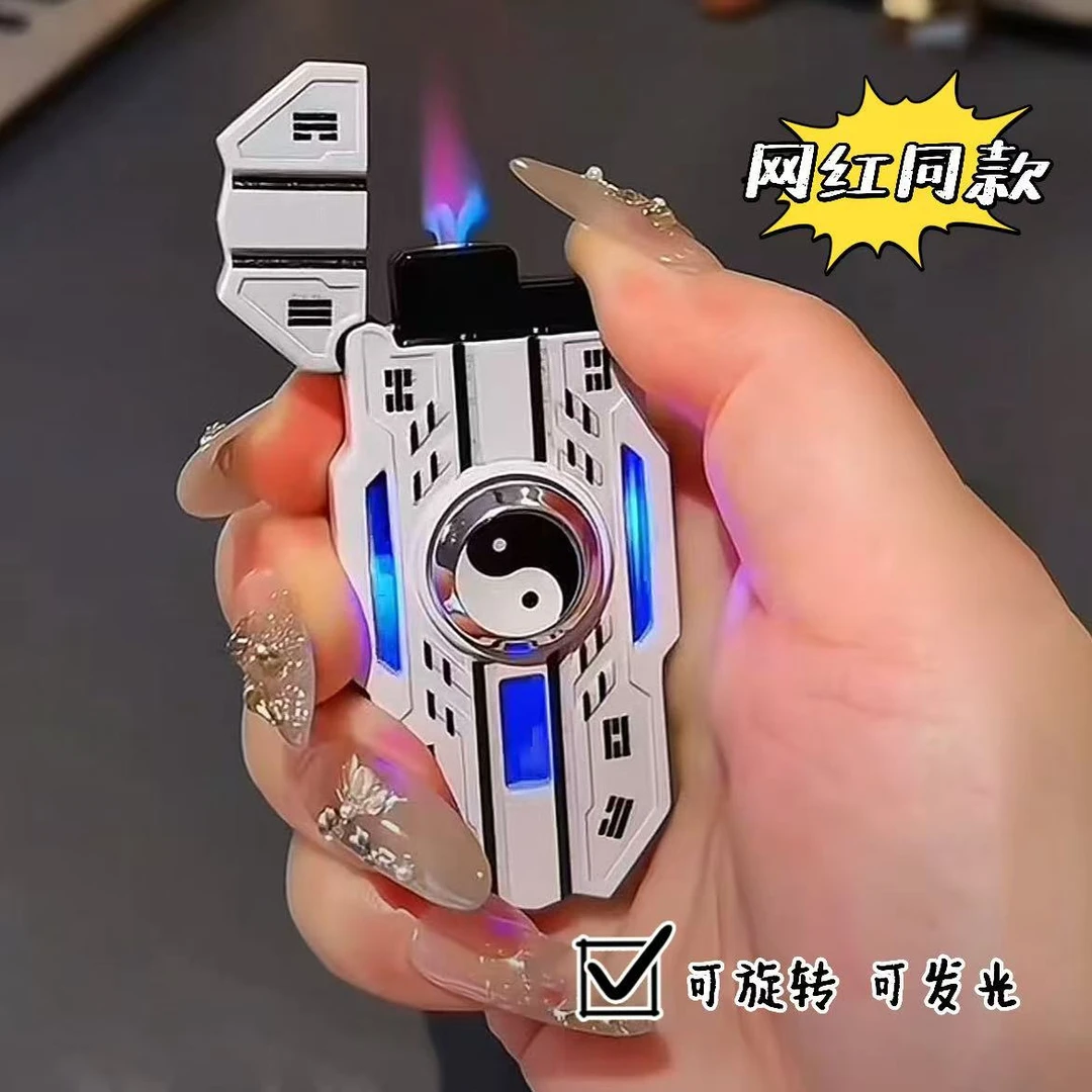 机甲潮流炫彩防风打火机指尖陀螺点火器个性解压高颜值便携送男友