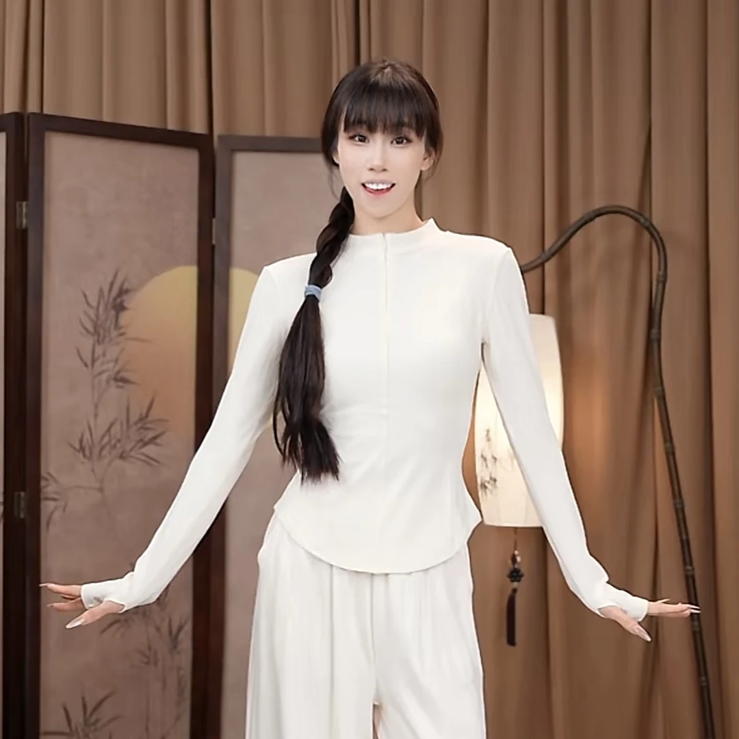 071花棠新款舞蹈服拉链秋款修身女上衣显瘦显气质现代舞古形体服