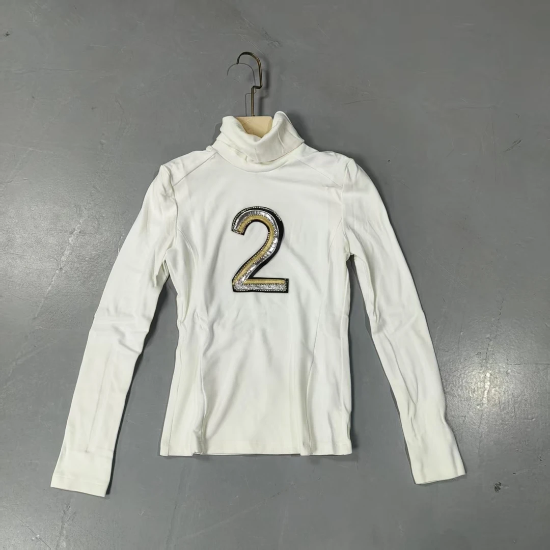 【南油玲姐】白色高领加绒长袖打底衫36115