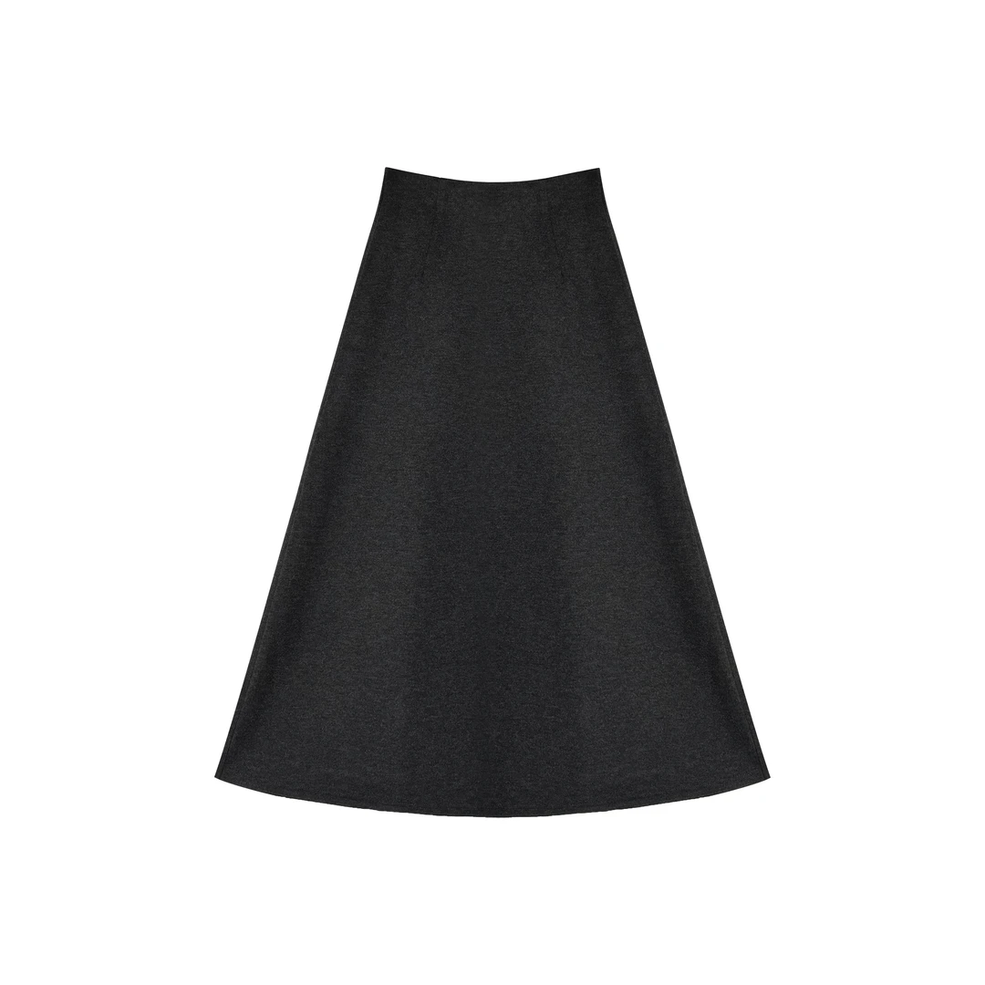 【霞灰素采】绵羊毛秋冬新款女净版弹力腰气质显瘦百搭半裙631064