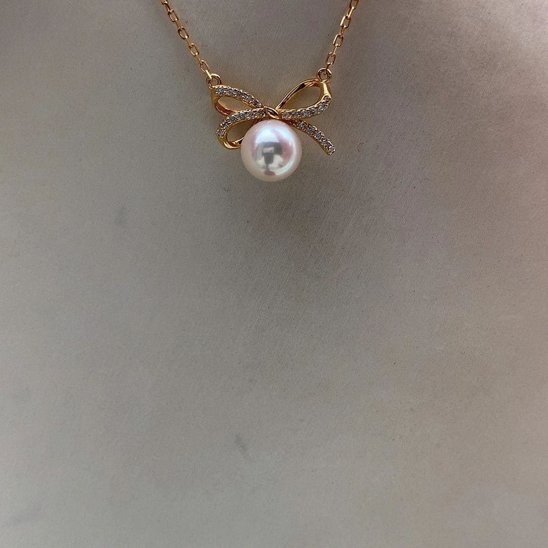 海水珍珠银S925镶嵌颈饰7.5-8mm ak