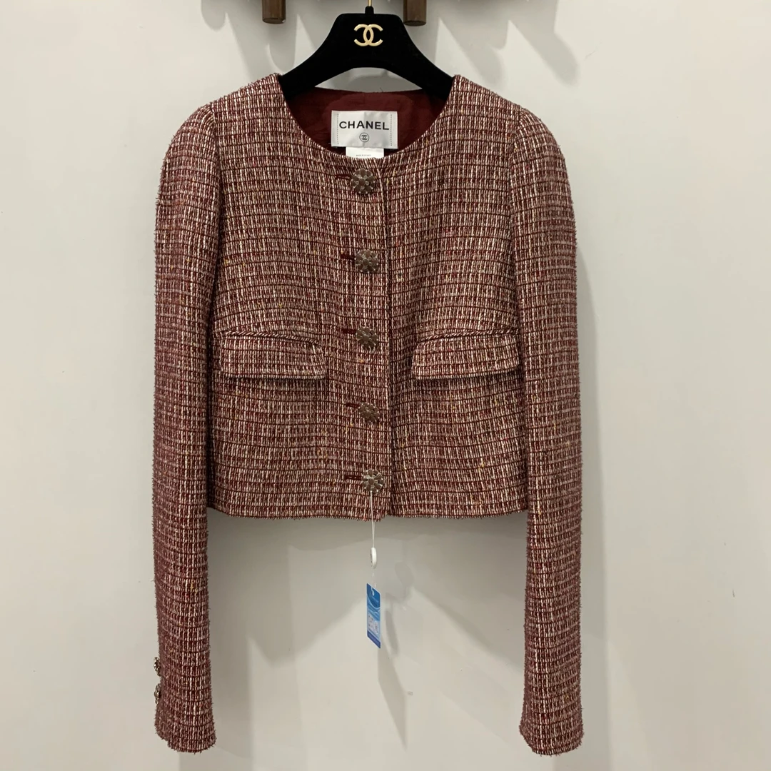 99新 Chanel/香奈儿 15C迪拜系列周迅同款酒红色细闪琉璃扣40码