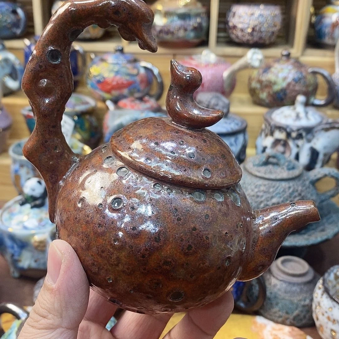 粗陶志野柴茶壶家用