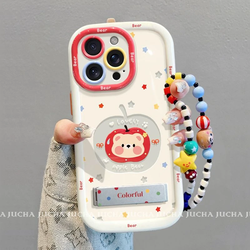 镂空苹果小熊适用苹果16pro手机壳简约荣耀400可爱vivox200全包