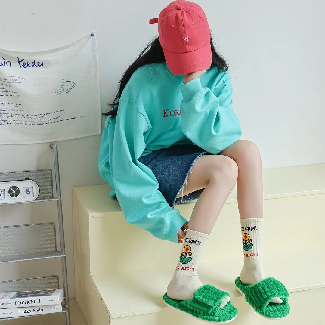 木棉铁四季可穿中筒女袜子