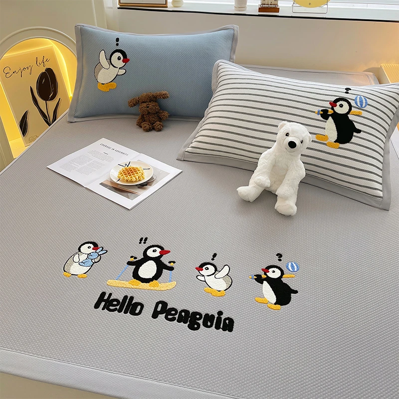 纯乙纶凉席A类母婴级卡通刺绣可爱空调软席子冰豆豆凉席可机洗