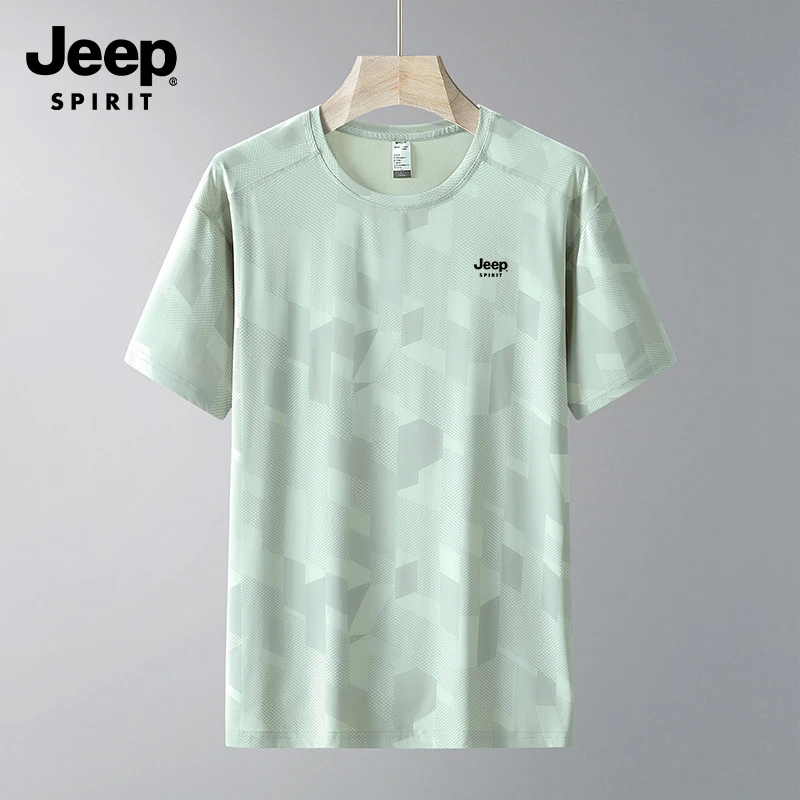 JEEP SPIRIT吉普夏季爆款冰丝T夏季速干短袖男圆领宽松速干衣T恤