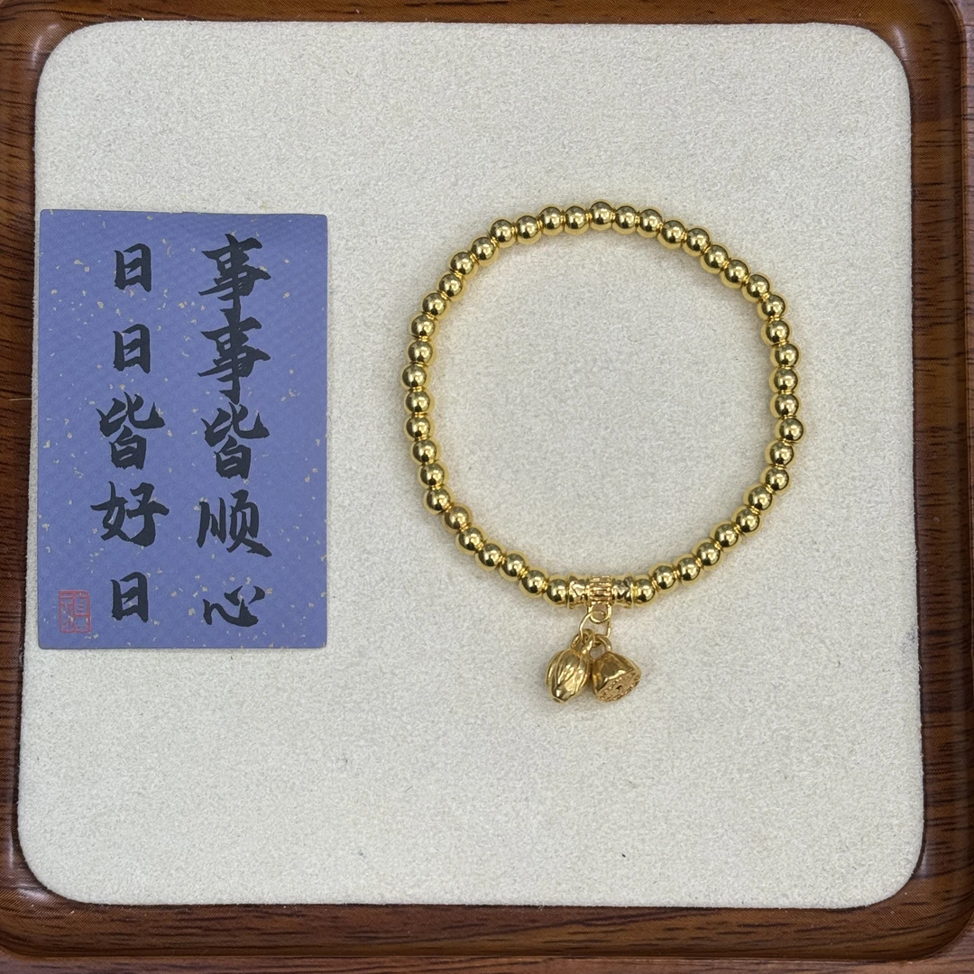 水贝黄金足金999成品卡4m两世欢手串DP2280