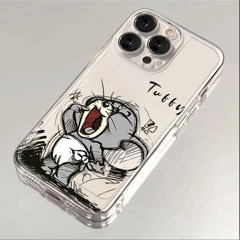 线稿杰瑞适用iphone16/15promax手机壳苹果13/12透明14卡通11XR