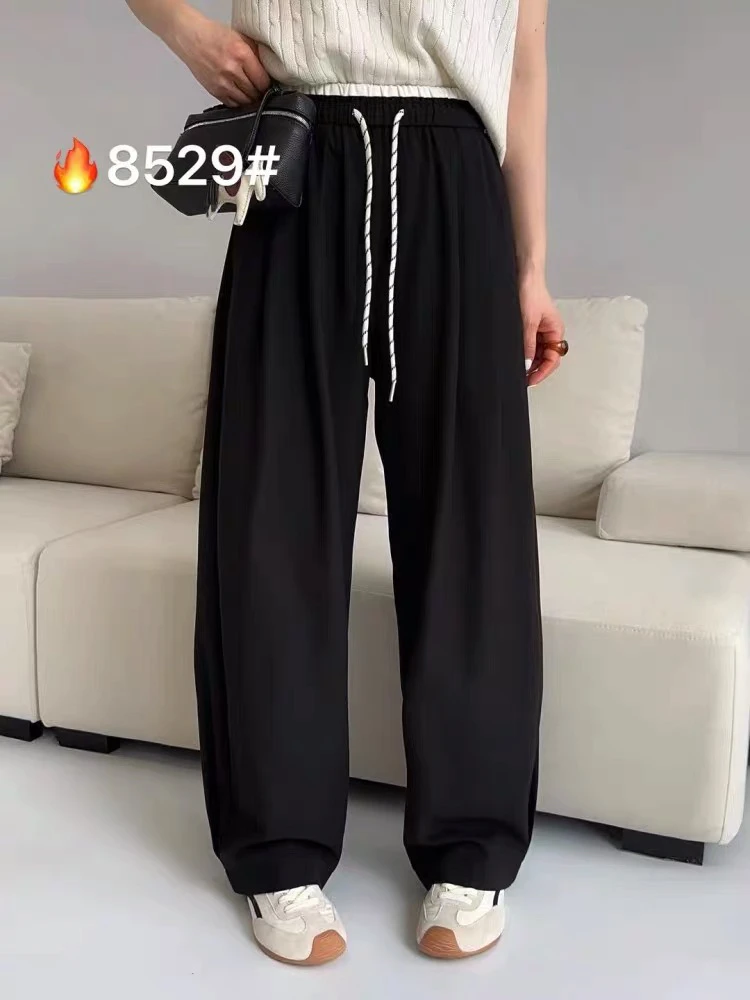 变色鸟8529松紧腰休闲西裤女2025春宽松显瘦百搭垂感香蕉裤阔腿裤