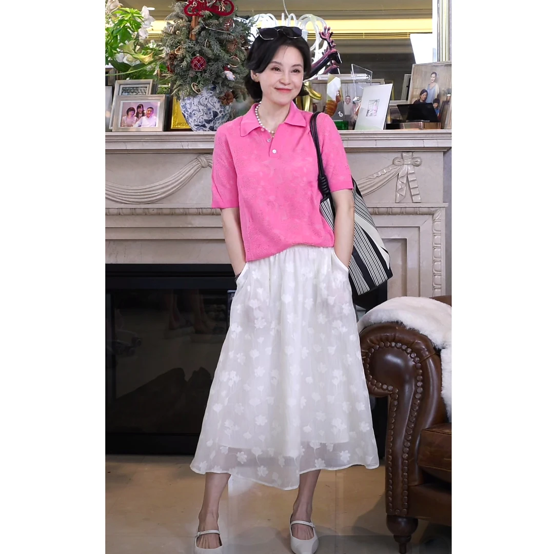 我是摩羯 限量蒙娜丽莎系列 细美丽诺羊毛镂空花纹秋短袖针织衫