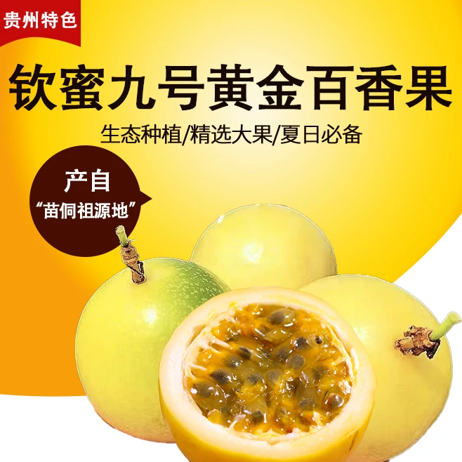 黄金百香果钦蜜9号包邮榕江百香果当季新鲜水果原浆特大果纯甜