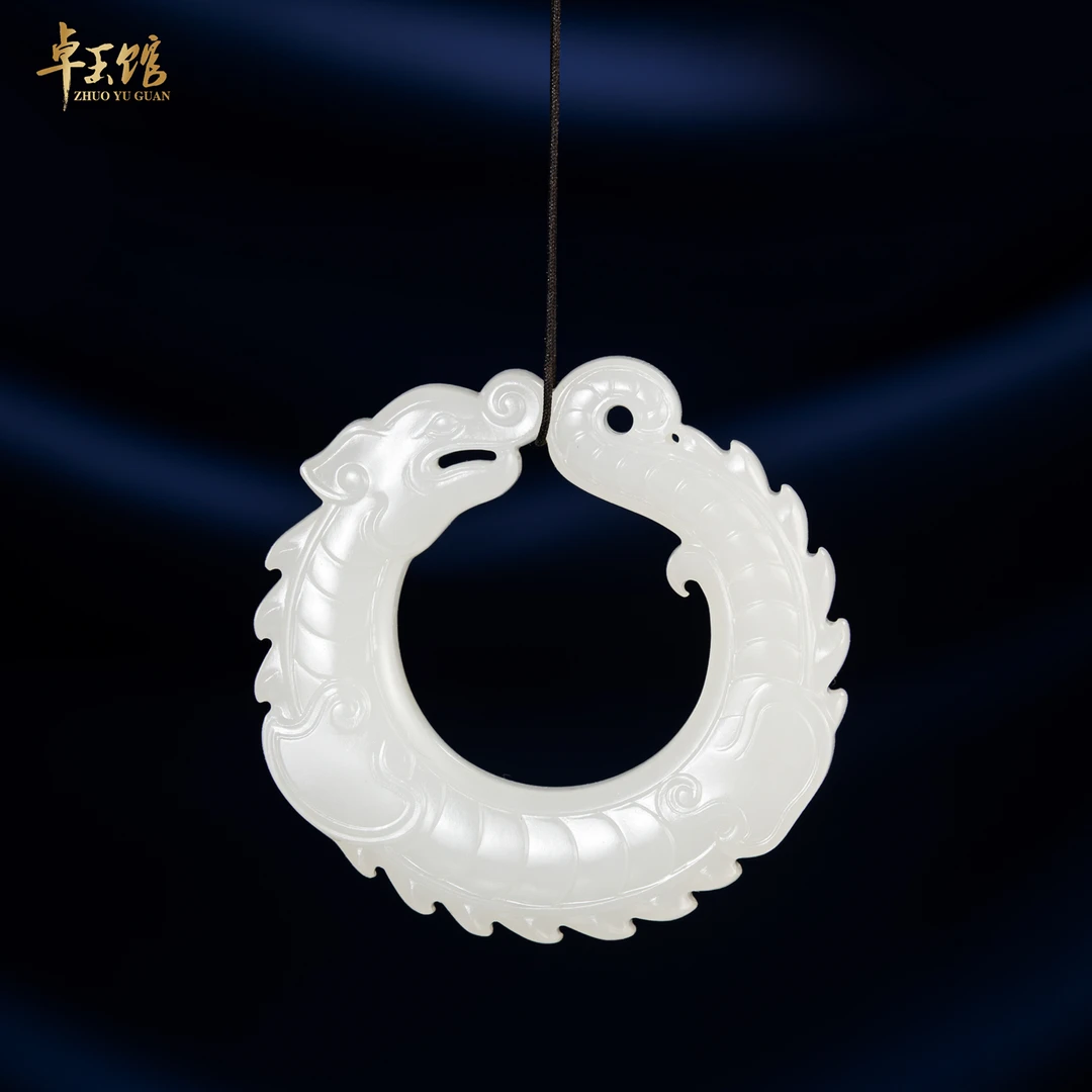 【卓玉馆】夔龙纹佩 和田白玉籽 仿古男士挂件大师 李卓作品