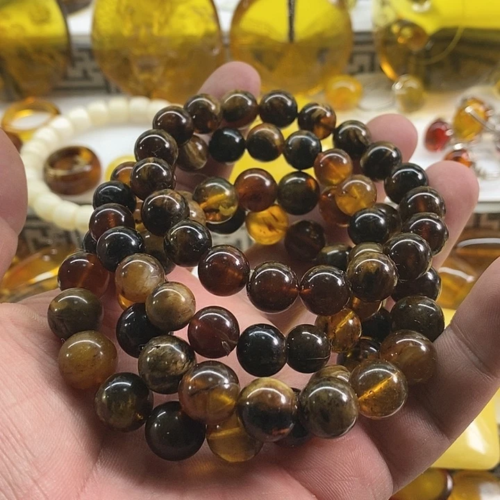 琥珀裸石未镶嵌手串